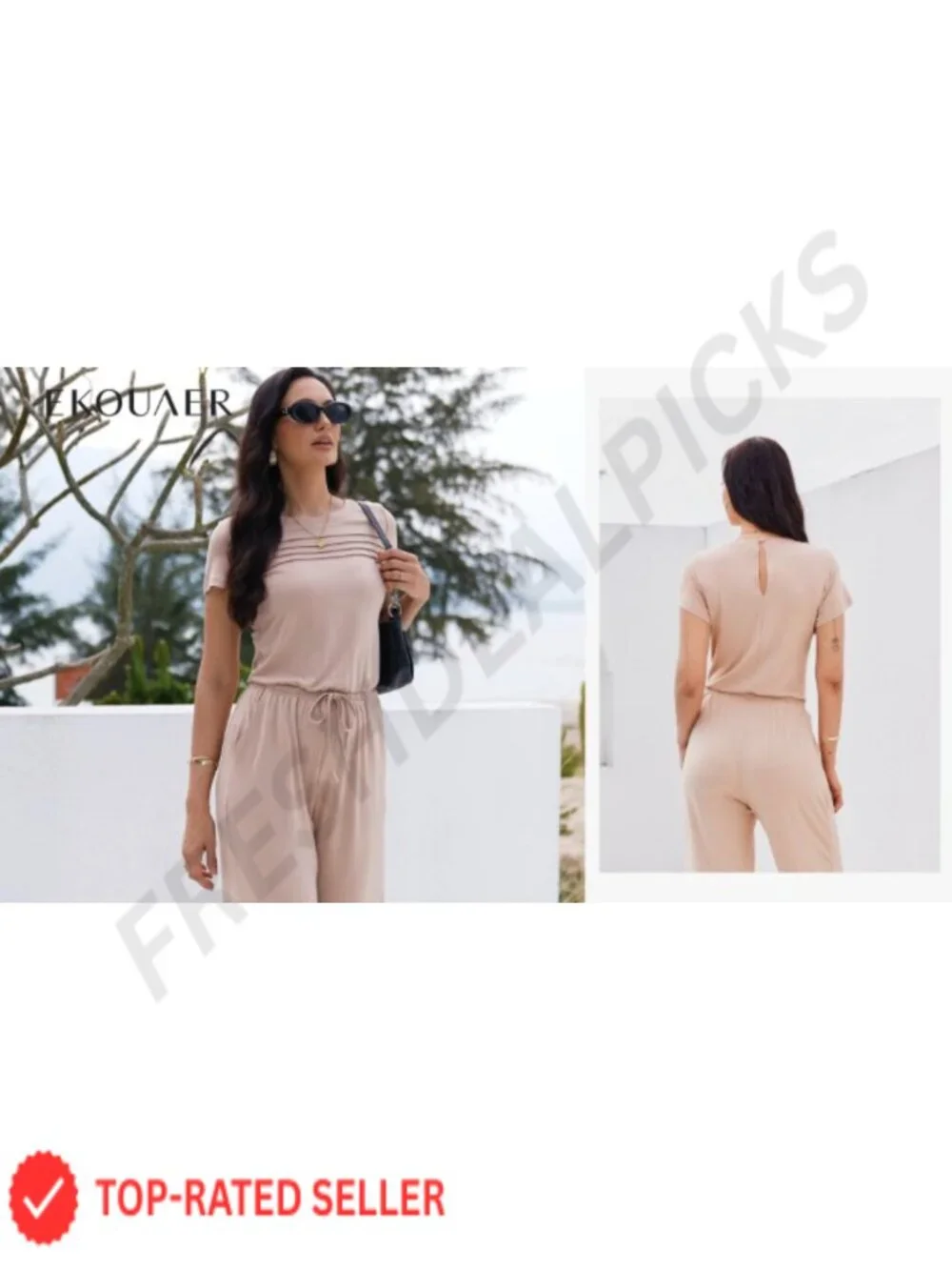Women's Summer Romper Jumpsuit with Pockets Casual Vacation Outfit